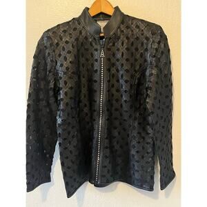Womens Stillman Studio  Genuine Leather Cutout Pattern Jewels Jacket Coat Size M